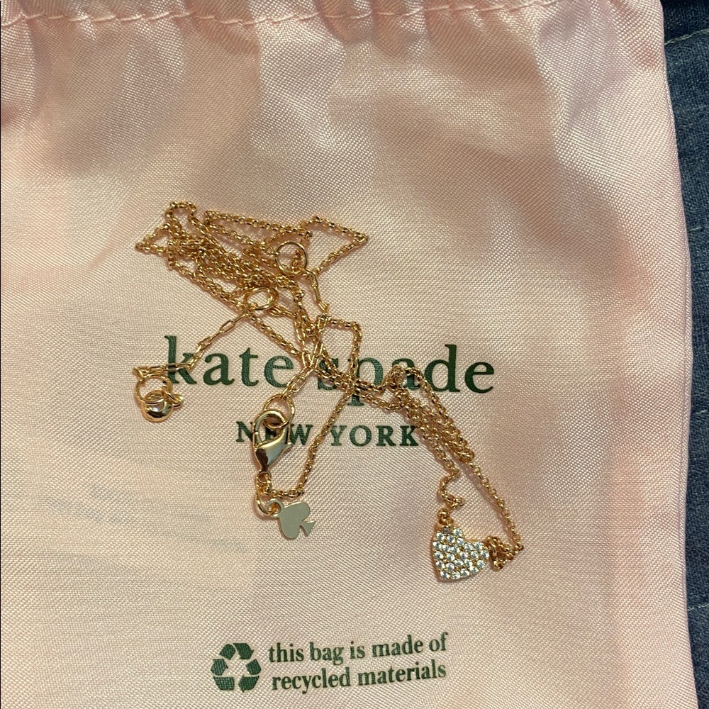 Kate Spade Rose Gold Necklace with Heart and Clover Charms